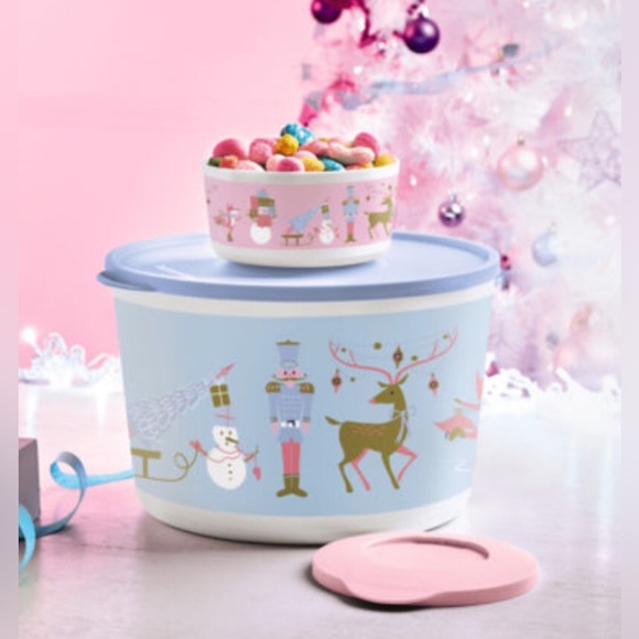 CHRISTMAS STACKING CANISTERS SET OF 2 AND THE CHRISTMAS COOKIE CANISTER - Picture 1 of 4